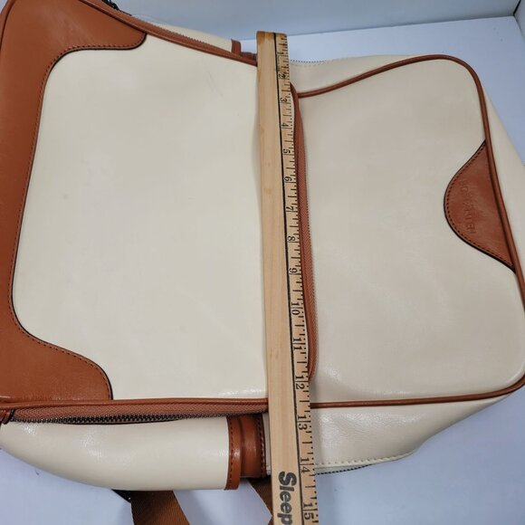 Bostanten Women's Cream And Brown Leather Laptop Backpack - Picture 12 of 12